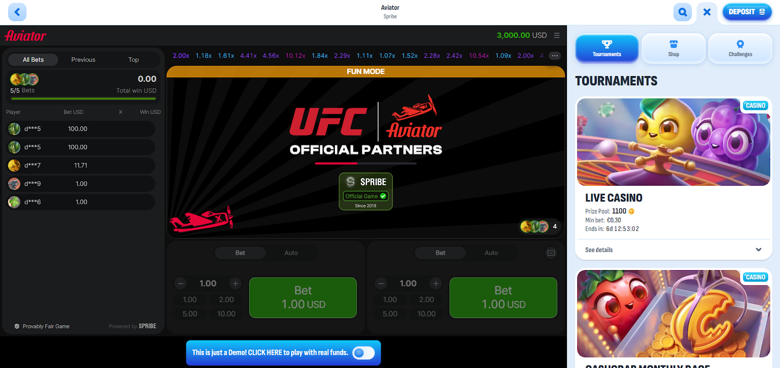 Nomini Aviator interface