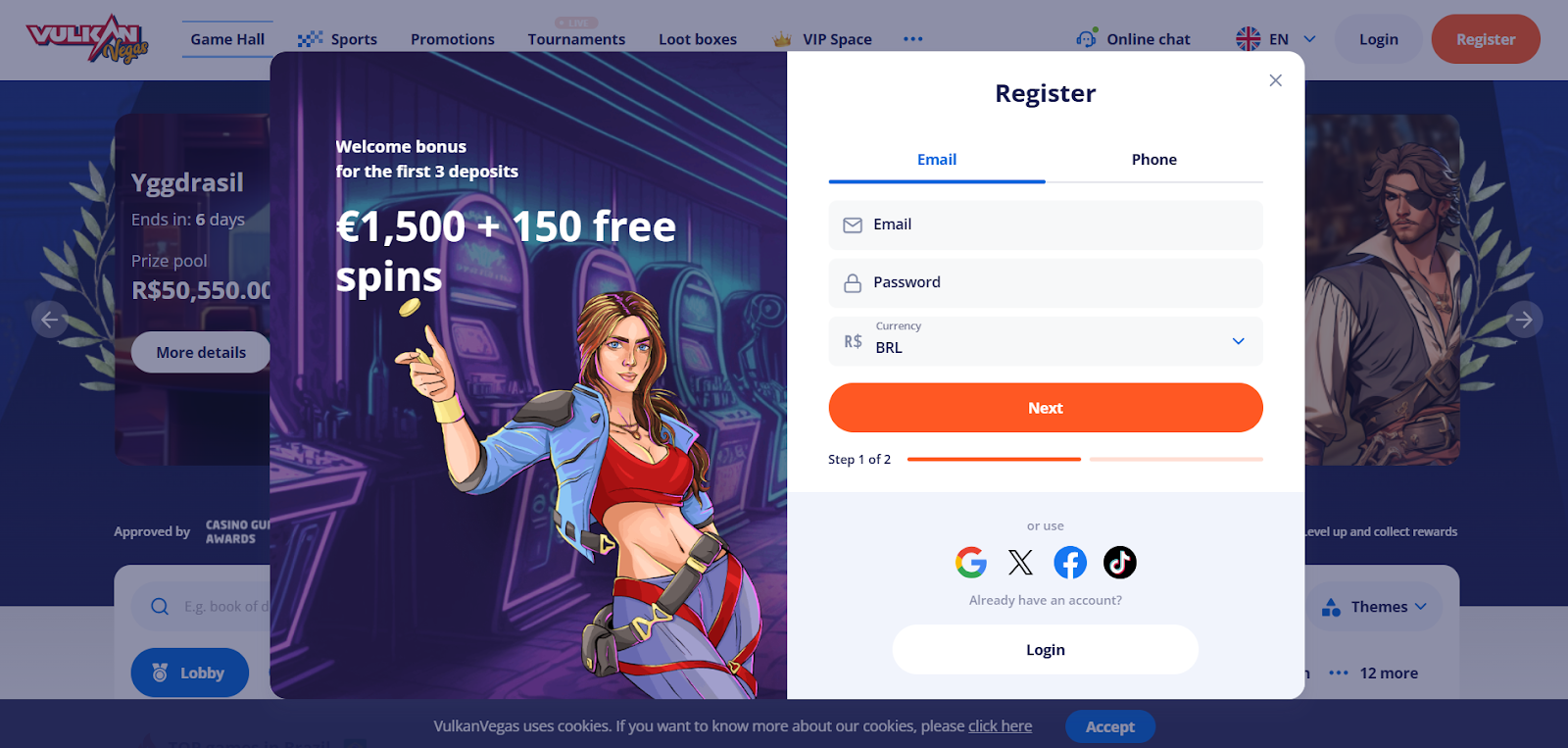 Registering for Vulkan Vegas Aviator
