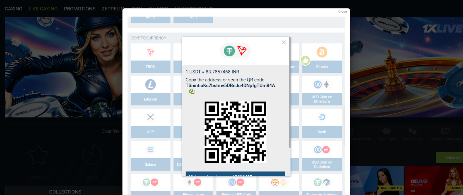 Depositing via Cryptocurrency